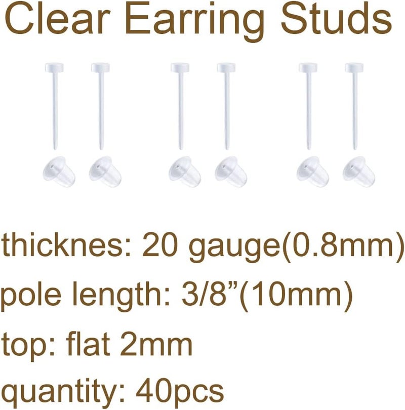MODRSA Clear Earrings Plastic Earrings for Sports 16g Clear Cartilage Earrings Stud Plastic Helix Tragus Earring Medusa Monroe Piercing Retainer Clear Lip Rings Labret Retainers for Work Surgery - Image 2
